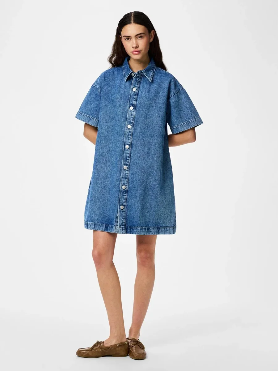 PCSKY Short Dress - Medium Blue Denim