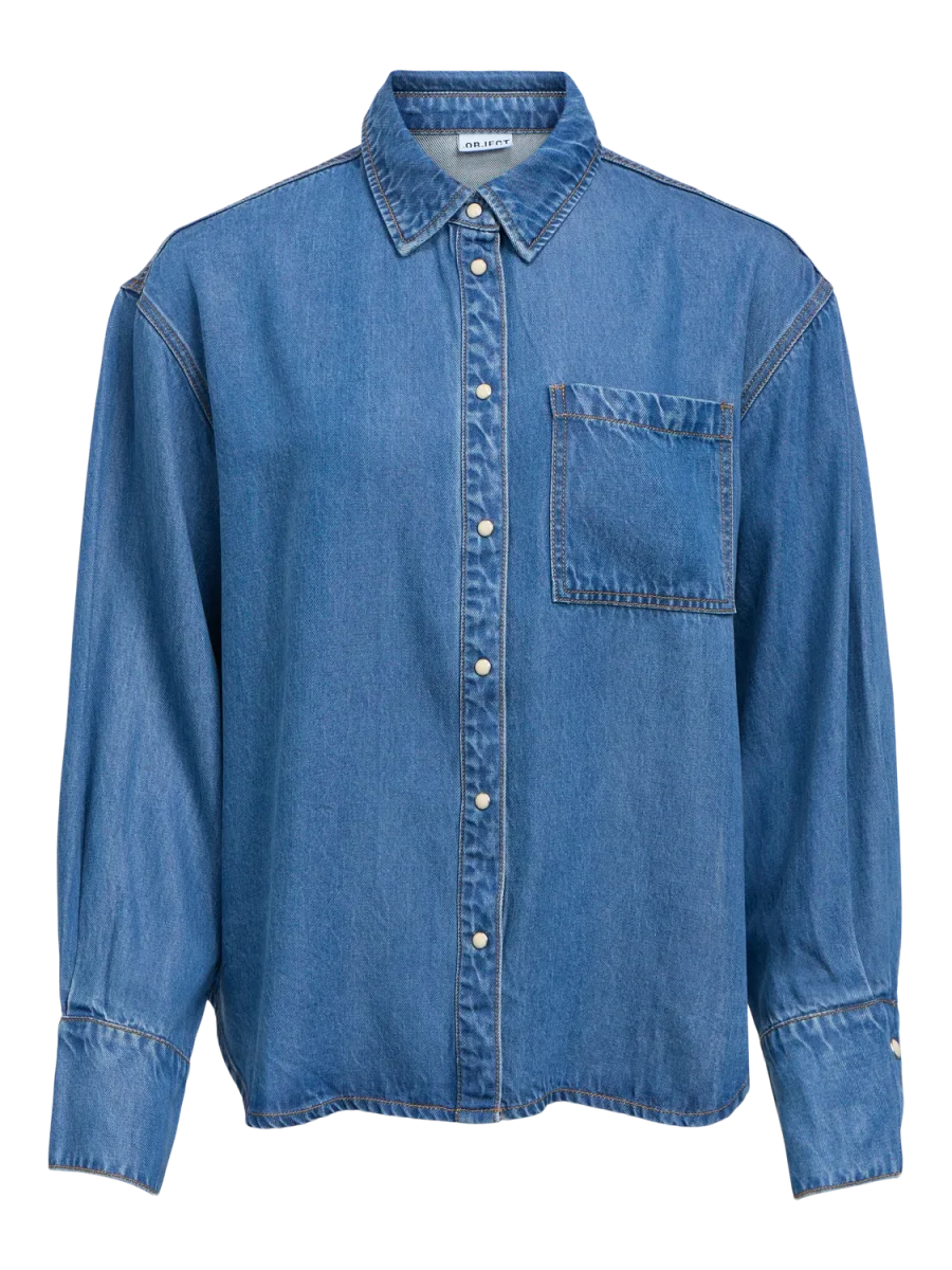 OBJFRAME Denim Shirt - Medium Blue Denim - Image 7