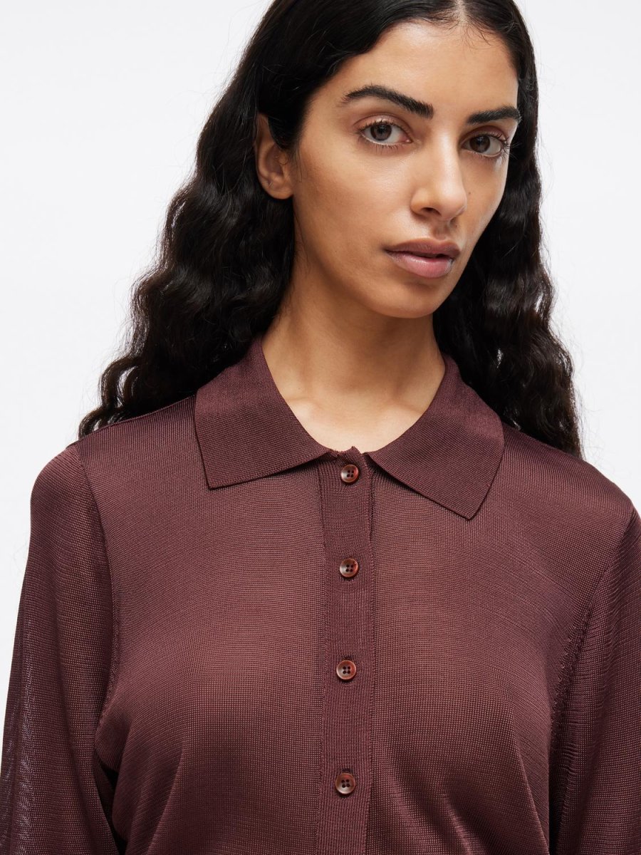 ROUCLARA Knit Polo-Shirt - Decadent Chocolate - Image 4