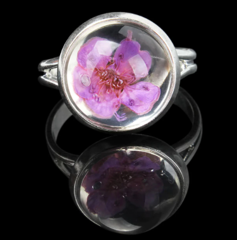 Damer justerbar ring med naturlig tørket blomst - Image 2