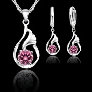 925 sølv diamant fashion smykkesett