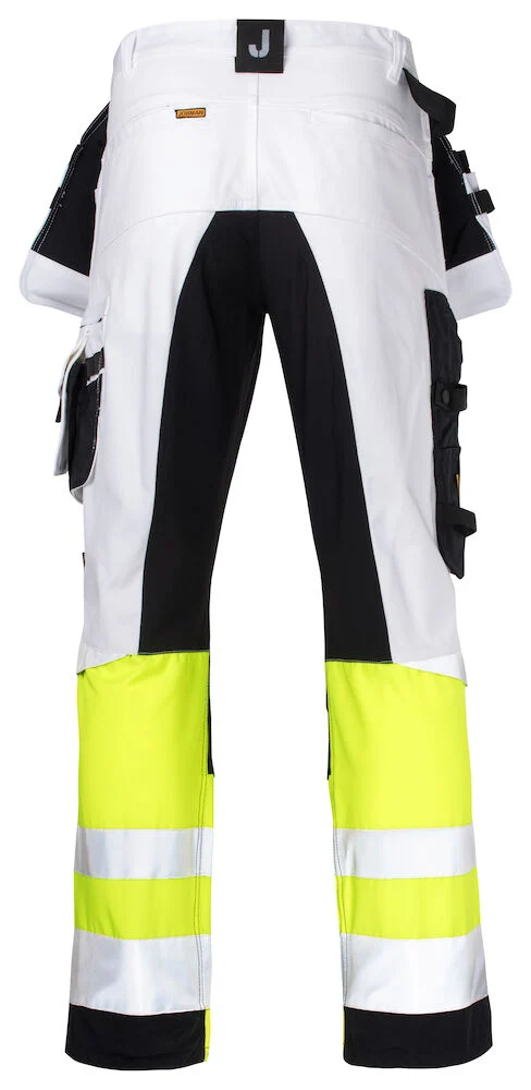 HV Håndverksbukse stretchpanel White/Yellow - Image 3