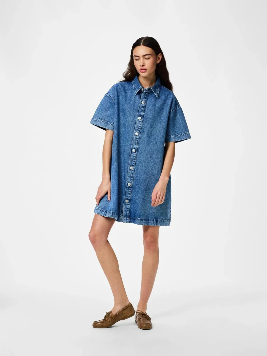 PCSKY Short Dress - Medium Blue Denim - Image 3