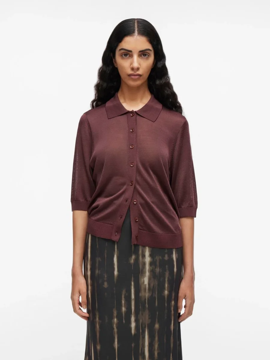 ROUCLARA Knit Polo-Shirt - Decadent Chocolate - Image 3