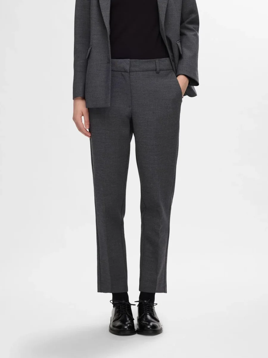 SLFRITA-RIA Trousers - Dark Grey Melange - Image 3