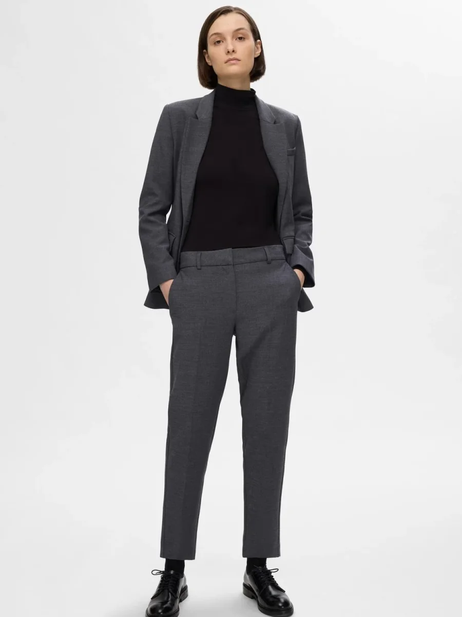 SLFRITA-RIA Trousers - Dark Grey Melange - Image 4