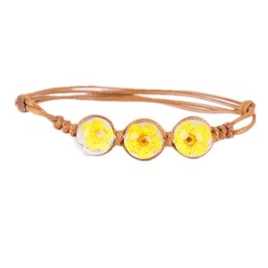 Damer gule naturlig tørket blomster justerbart armbånd