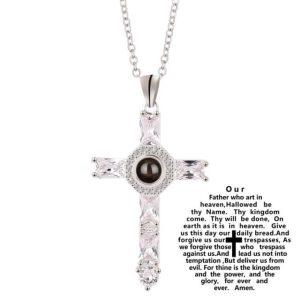 S925 Sterling sølv Lords Prayer cross anheng