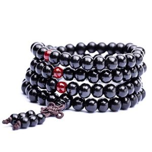 Tibetansk håndlaget yoga meditasjon unisex armbånd / halskjede med 108 duftende sandeltre perler